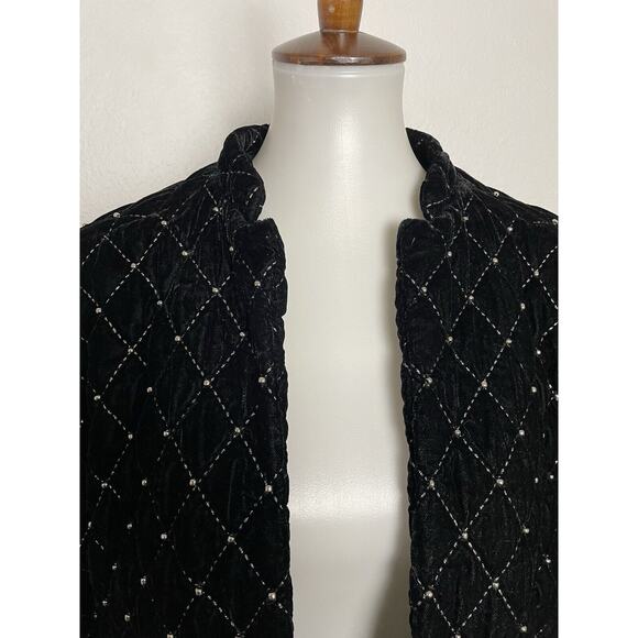 Something Navy Jacket Blazer Quilted Velvet Studded - Picture 2 of 12